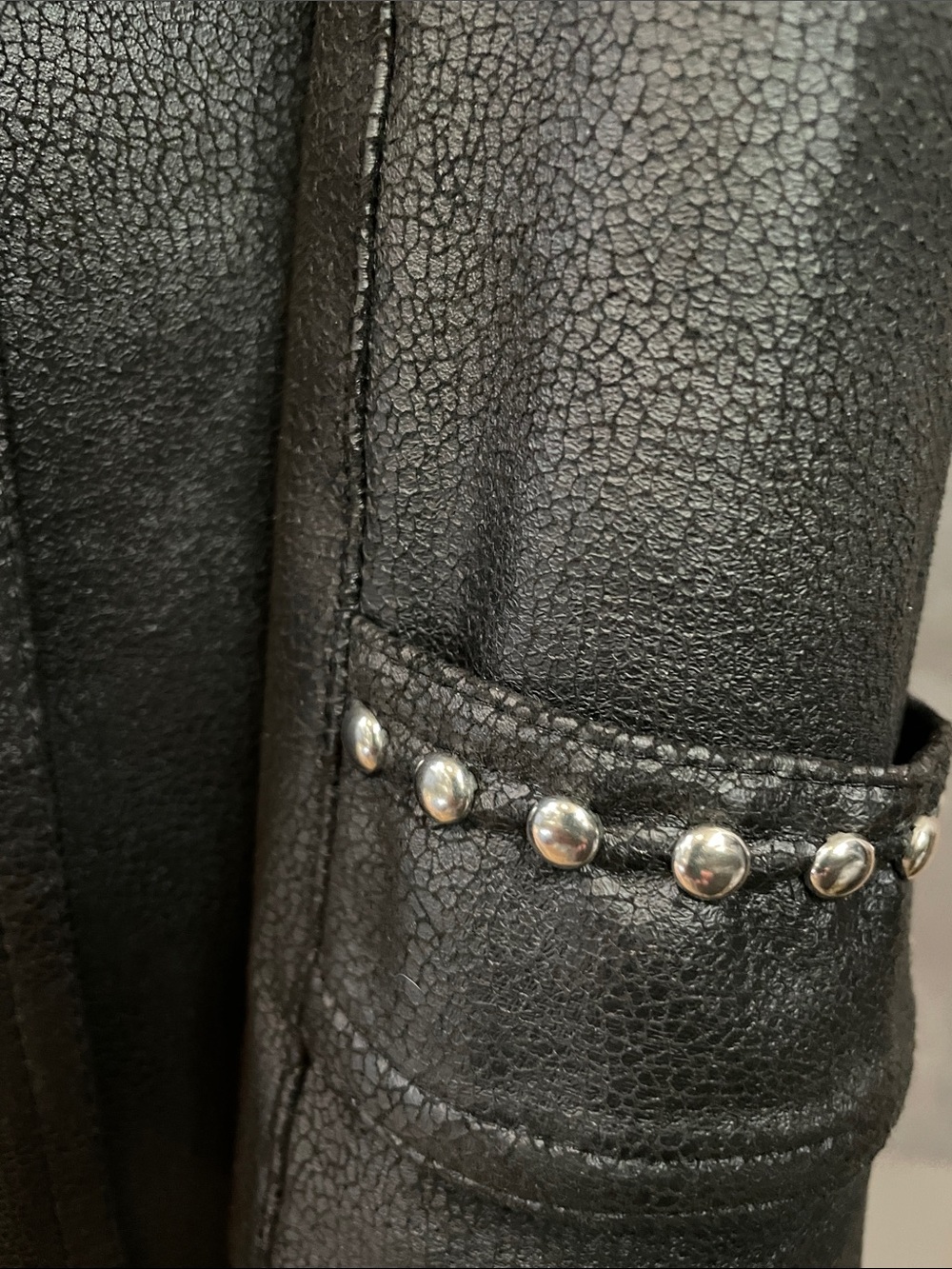 Black Studded Zip-Front Women's Jacket - Picture 3 of 8